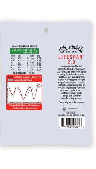 Authentic Acoustic Lifespan® 2.0 Guitar Strings Phosphor Bronze